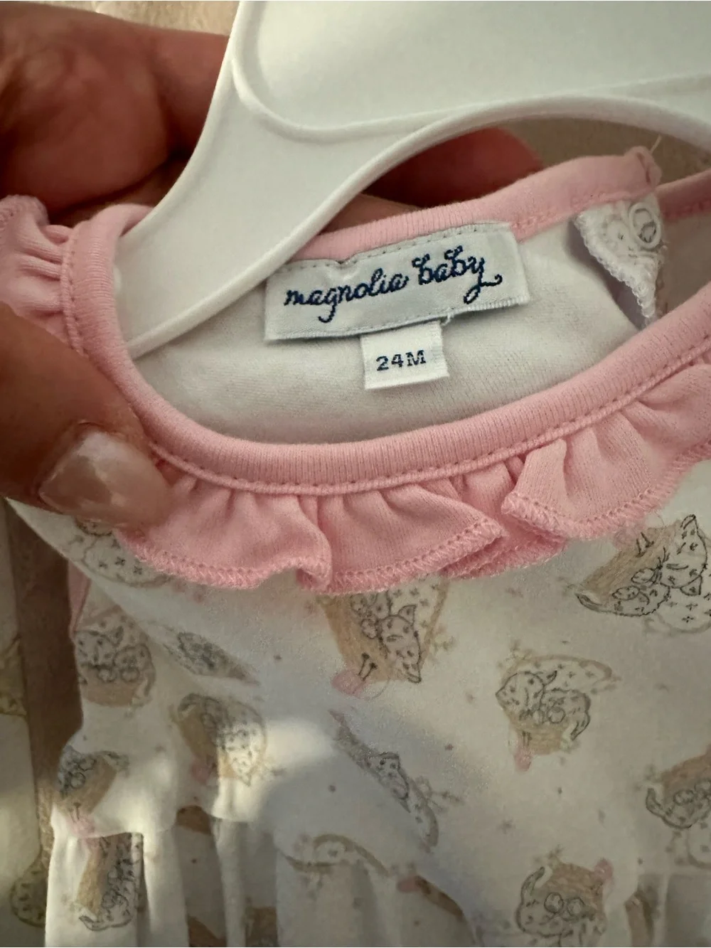 Magnolia Baby Pink-Trim Romper with Animal Print